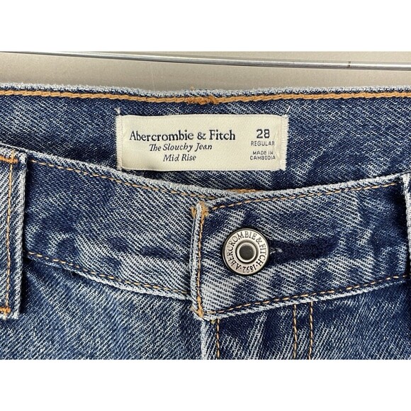 Abercrombie & Fitch Women 30 Jeans Slouchy Carpenter Utility Mid Rise Baggy NEW - Picture 12 of 16